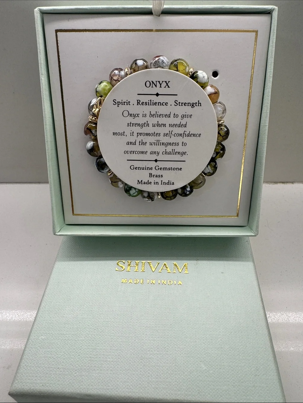 Shivam Onyx Multicolor Beaded Stretch Bracelet